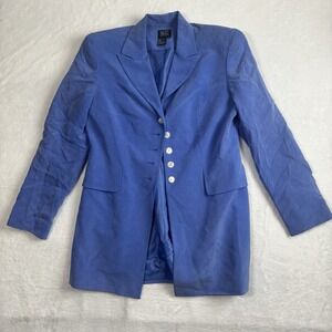 VTG Morgan Taylor Studio Silk Blue Blazer Suit Jacket Women's SIze 4